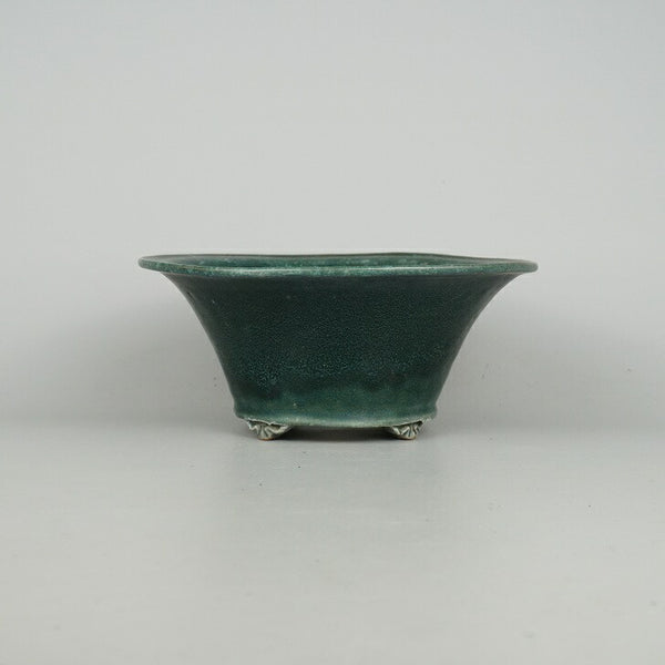 中古 盆栽鉢 常滑 秀峰 小型 長辺 約19.3cm 丸鉢 釉薬  中古鉢 t1198403344