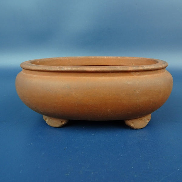 中古盆栽鉢 落款なし 小型 長辺 約12.8cm 楕円鉢 泥鉢  中古鉢 k1198410517