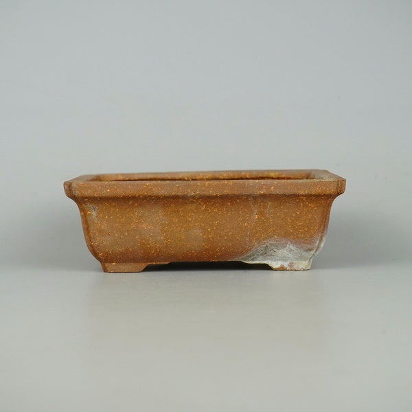 中古盆栽鉢 常滑 服部 小型 長辺 約 14.5cm 長方鉢 隅入 泥物  中古鉢 n1198407487