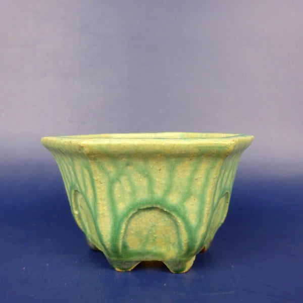 中古盆栽鉢 常滑 樹晃 小型 長辺 約9.5cm 六角鉢 外縁  中古鉢 o1198430151