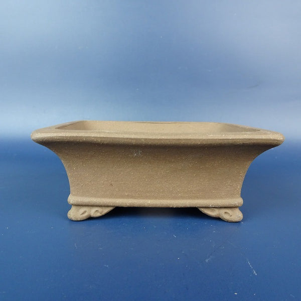 中古盆栽鉢 常滑 銭号 小型 長辺 約10.5cm 長方鉢 外縁 雲足 泥物  中古鉢 b1198419882