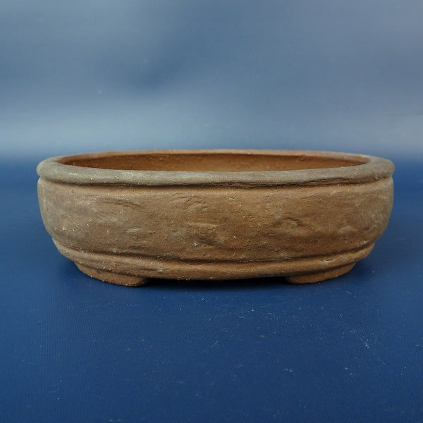 中古盆栽鉢 常滑 正山 小型 長辺 約11cm 楕円鉢 模様 泥物  中古鉢 x1198406998