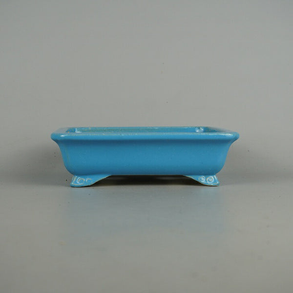 中古盆栽鉢 常滑 鴻陽 小型 長辺 約17.8cm 長方鉢 外縁 隅入 雲足 釉薬  中古鉢 o1198429010