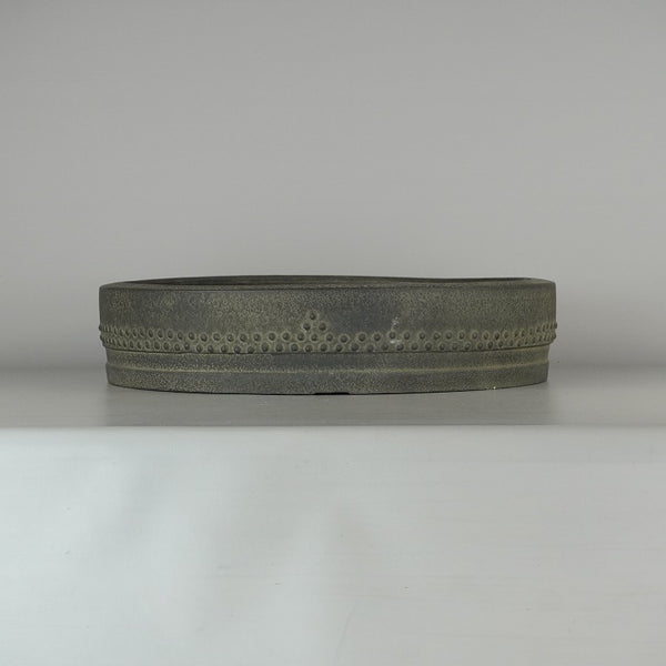 中古盆栽鉢 常滑 鴻陽 大型 長辺 約41cm 丸鉢 鋲打  中古鉢 g1198422260