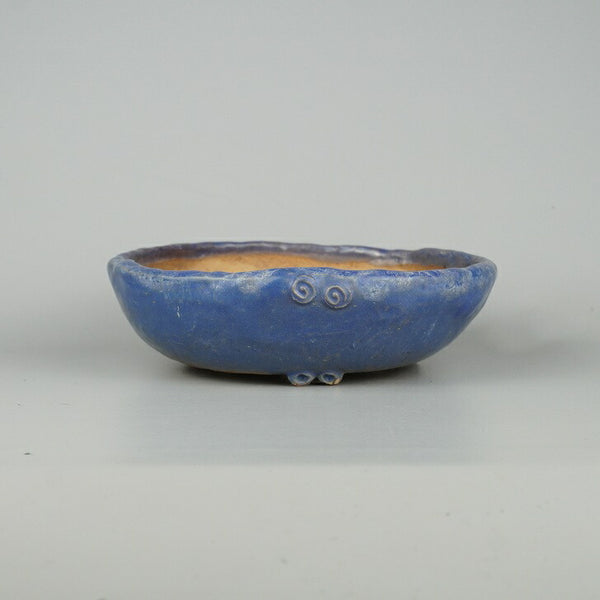 中古 盆栽鉢 常滑 秀峰 小型 長辺 約18.5cm 丸鉢 釉薬  中古鉢 t1198412961