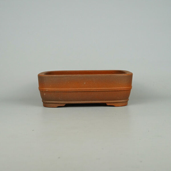 中古盆栽鉢 常滑 銭号 小型 長辺 約 18.7cm 長方鉢 撫角 中帯 泥物 中古鉢 b1198417944