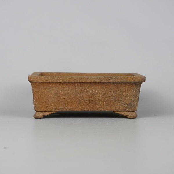 中古 盆栽鉢 二代 平安 東福寺 小型 長辺 約13.8cm 長方鉢 外縁 泥物 箱付  中古鉢 q1198415473