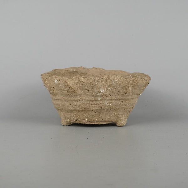 中古 盆栽鉢 禎山 小型 長辺 約16.5cm 変形 丸鉢 泥物  中古鉢 l1198414456