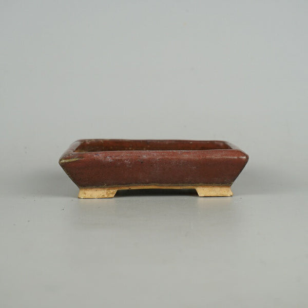 中古盆栽鉢 三州 向山 小型 長辺 約 12.2cm 長方鉢 釉薬  中古鉢 d1198423582