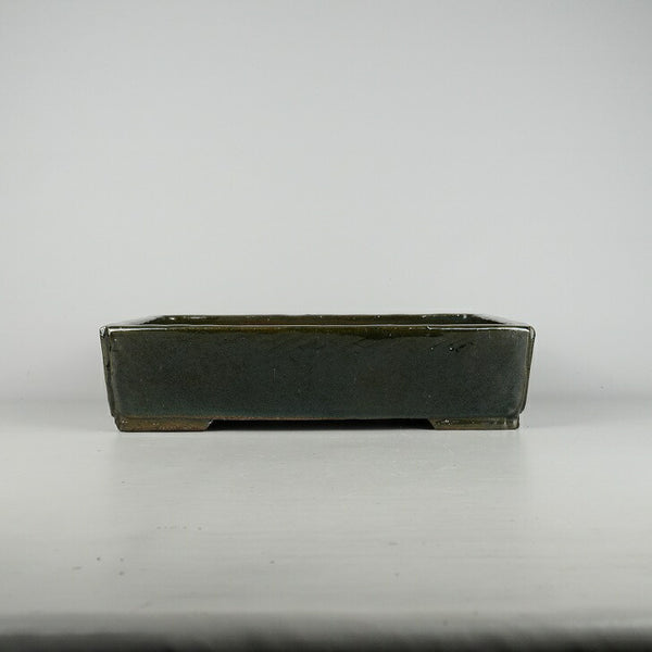 中古 盆栽鉢 常滑 秀峰造 中型 長辺 約34.5cm 長方鉢 隅入 釉薬  中古鉢 m1198408383