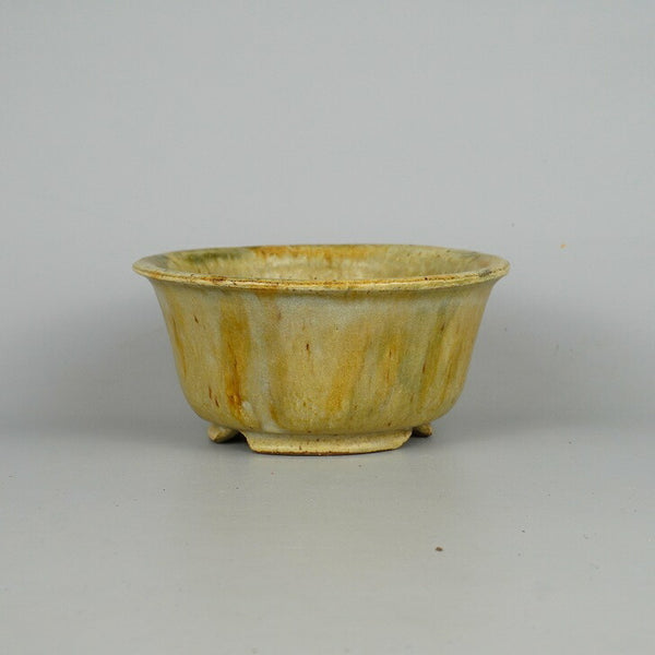 中古 盆栽鉢 常滑 秀峰 小型 長辺 約15.8cm 丸鉢 釉薬  中古鉢 q1198407147