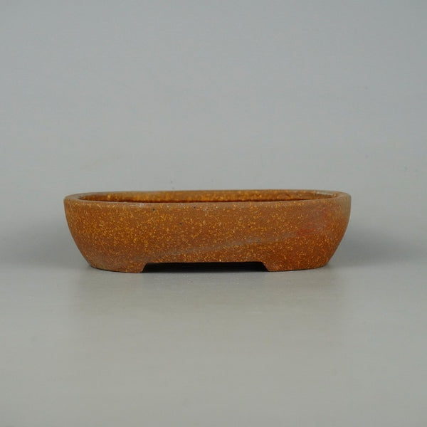 中古盆栽鉢 常滑 服部 小型 長辺 約 15.2cm 楕円鉢 泥物  中古鉢 l1198411174