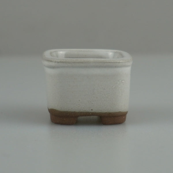 中古 盆栽鉢 文 豆鉢 長辺 約 3.2cm 正方鉢 縁付 釉薬 ミニ鉢 観賞用  中古鉢 h1198425069