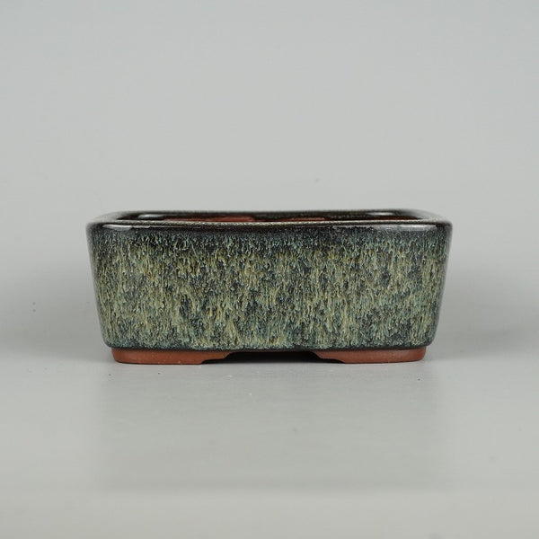 中古 盆栽鉢 燿山窯 英明 小型 長辺 約15.2cm 長方鉢 撫角 釉薬  中古鉢 j1198413225