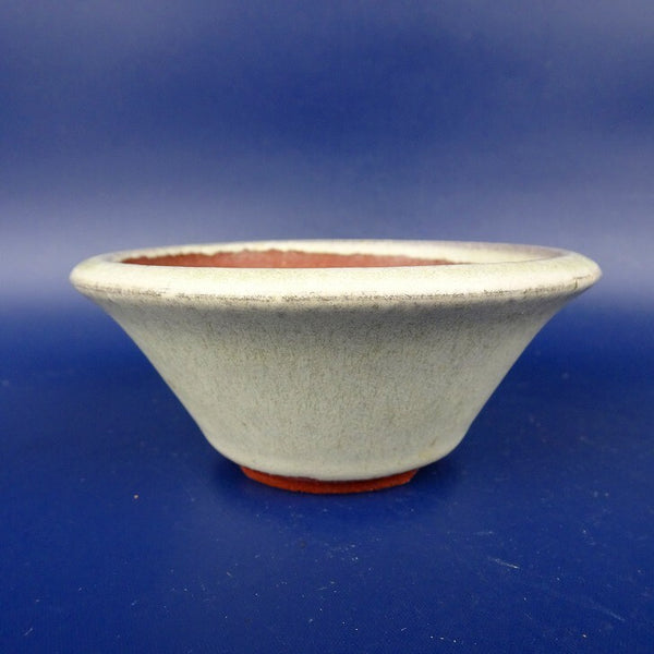 中古盆栽鉢 燿山 小型 長辺 約10cm 丸鉢 白釉 釉薬  中古鉢 f1198409786