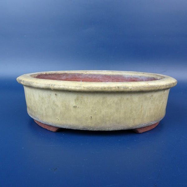 中古盆栽鉢 燿山 小型 長辺 約14.8cm 楕円鉢 外縁 釉薬  中古鉢 n1198411023