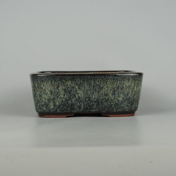 中古 盆栽鉢 燿山 小型 長辺 約15.2cm 長方鉢 撫角 釉薬  中古鉢 g1198419980