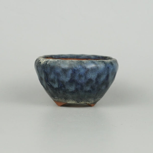 中古 盆栽鉢 二代 東福寺 小鉢 長辺 約6.5cm 丸鉢 瑠璃 釉薬 観賞用  中古鉢 q1198418458