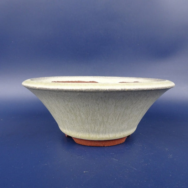 中古盆栽鉢 燿山 小型 長辺 約12.8cm 丸鉢 釉薬  中古鉢 m1198410015