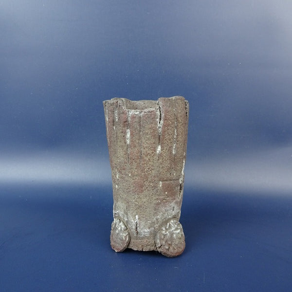 中古 盆栽鉢 十王堂 松泉作 小型 高さ 約 10cm 丸鉢 泥物  中古鉢 q1198414221