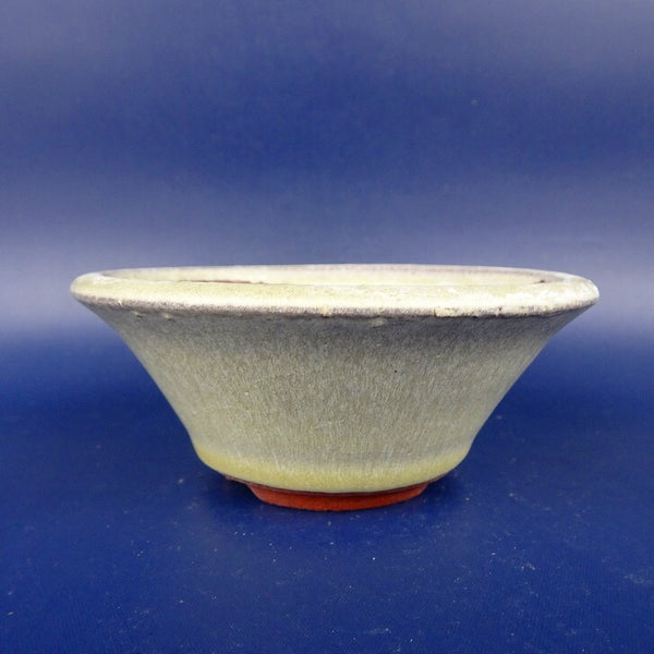 中古盆栽鉢 燿山 小型 長辺 約10cm 丸鉢 白釉  中古鉢 j1198417762