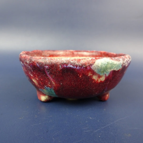 中古盆栽鉢 文山 小鉢 長辺 約7.4cm 丸鉢 釉薬  中古鉢 e1198415158