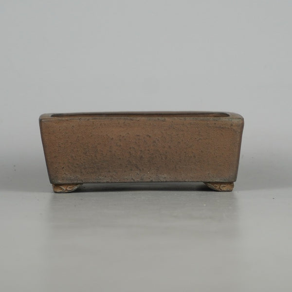 中古 盆栽鉢 舟山 小型 長辺 約 12cm 長方鉢 雲足 泥物  中古鉢 m1198404745