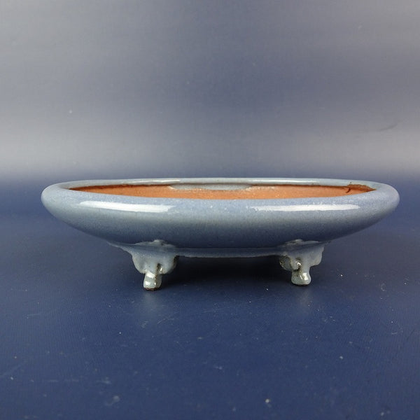 中古盆栽鉢 英明 小型 長辺 約11.2cm 楕円鉢 釉薬  中古鉢 w1198415254