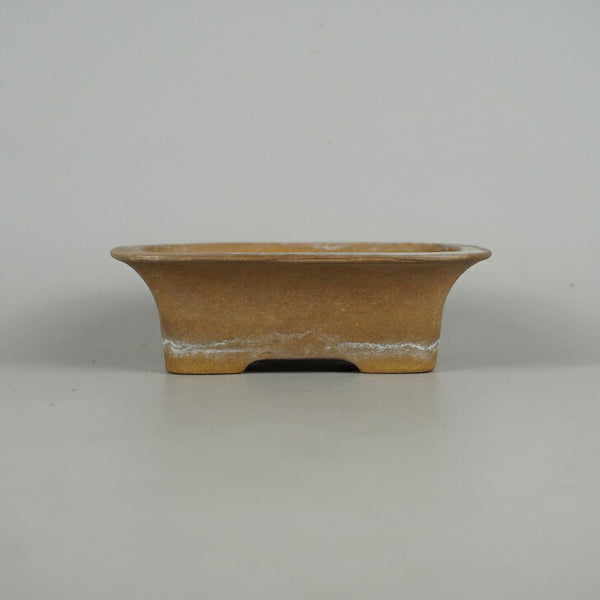 中古盆栽鉢 萬留平 小型 長辺 約12.8cm 長方鉢 泥物  中古鉢 x1198408148