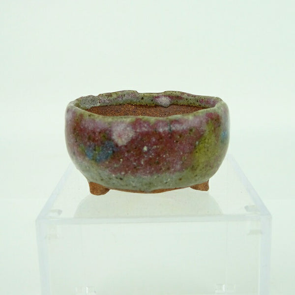 中古 盆栽鉢 落款なし 豆鉢 長辺 約 4.9cm 丸鉢 釉薬 ミニ鉢 観賞用  中古鉢 t1198410670