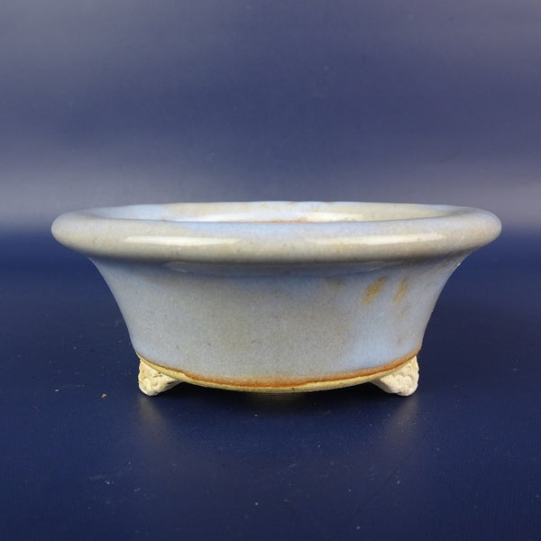 中古盆栽鉢 常滑 美芸 小鉢 長辺 約8.8cm 丸鉢 外縁 雲足 釉薬  中古鉢 v1198437183