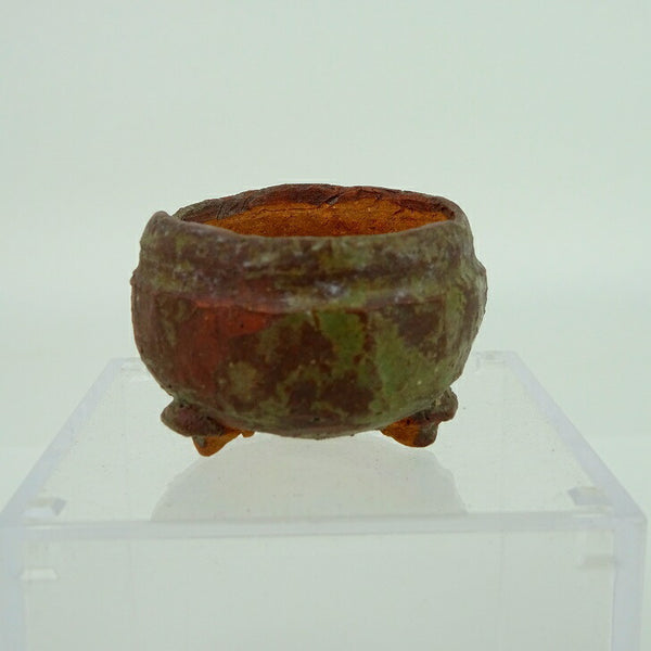 中古 盆栽鉢 兼平 豆鉢 長辺 約 4cm 丸鉢 泥物 ミニ鉢 観賞用  中古鉢 n1198405696