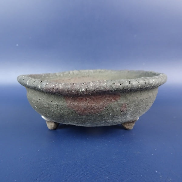 中古盆栽鉢 松泉造 小型 長辺 約10.8cm 丸鉢 外縁 泥鉢  中古鉢 e1198408693