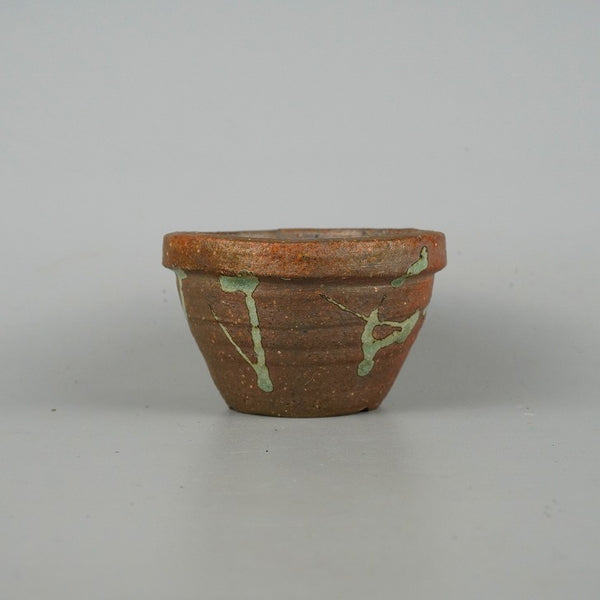 中古盆栽鉢 片 片岡美津江 小型 長辺 約10.3cm 丸鉢 泥物  中古鉢 u1198426225