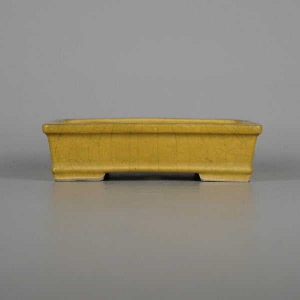 中古盆栽鉢 常滑 一弘造 小型 長辺 約13.4cm 長方鉢 縁付 下帯 貫入 釉薬  中古鉢 s1198416516