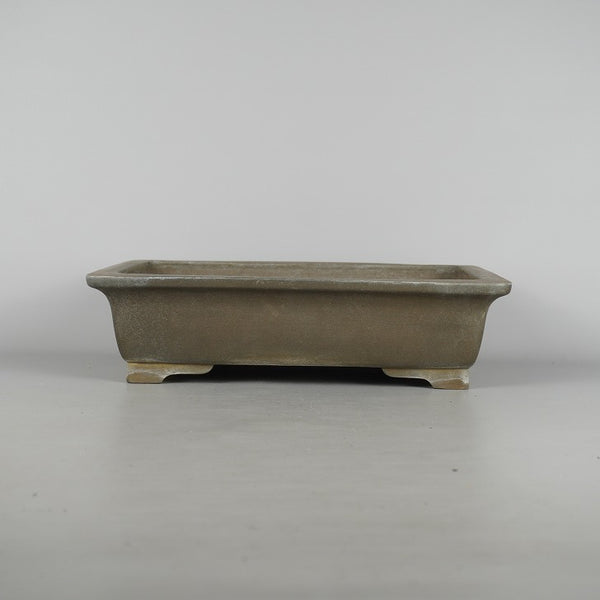 中古 盆栽鉢 常滑 中野 行山 中型 長辺 約33cm 長方鉢 外縁 段足 泥物  中古鉢 w1198408545