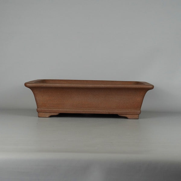 中古 盆栽鉢 常滑 中野 裕士 中型 長辺 約37cm 長方鉢 外縁 下帯 泥物  中古鉢 h1198421992