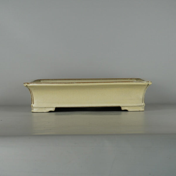 中古盆栽鉢 真山造 寺畑陶園 大型 長辺 約 41.5cm 長方鉢 隅入 下帯 釉薬  中古鉢 c1198404997