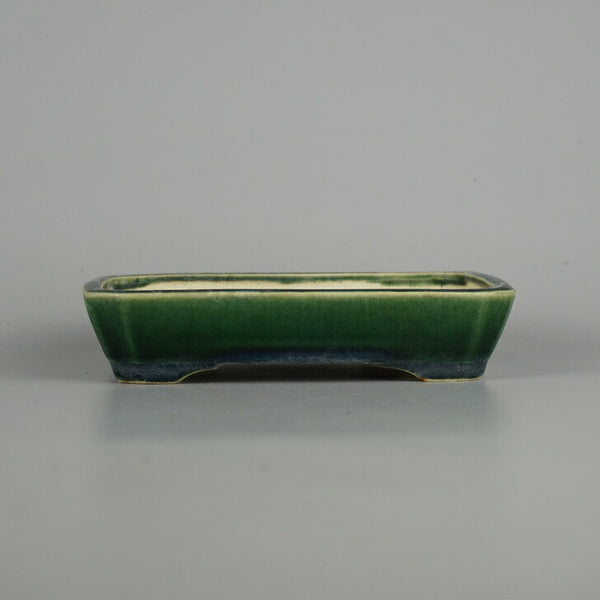 中古 盆栽鉢 はるよし 小型 長辺 約 14.8cm 長方鉢 釉薬  中古鉢 t1198409814