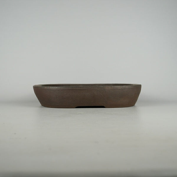 中古 盆栽鉢 舟山 中型 長辺 約32cm 楕円鉢 泥物  中古鉢 s1198415019