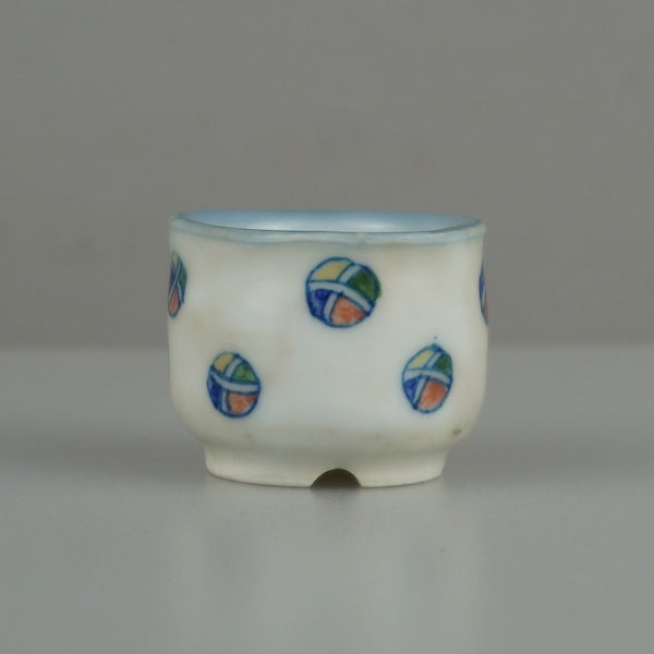 中古 盆栽鉢 初代 祥石 豆鉢 長辺 約 3.8cm 丸鉢 縁付 色絵 毬 まり マリ ミニ鉢 観賞用  中古鉢 g1198422709