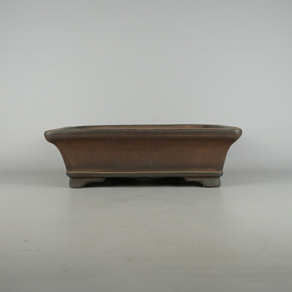 中古 盆栽鉢 舟山 中型 長辺 約34.3cm 長方鉢 下帯 泥物  中古鉢 h1198425966
