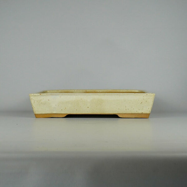 中古 盆栽鉢 落款なし 中型 長辺 約33cm 長方鉢 白交趾  中古鉢 m1198406536