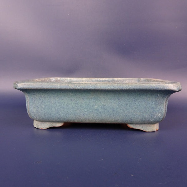 中古盆栽鉢 落款あり 小型 長辺 約16.5cm 長方鉢 外縁 釉薬 中国鉢  中古鉢 s1198415218
