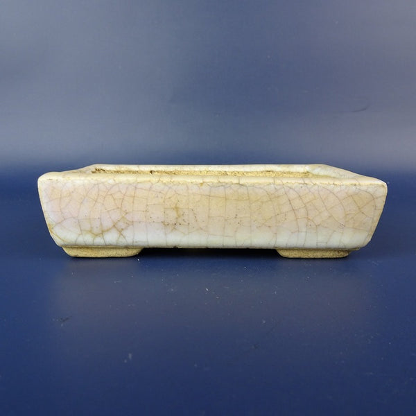 中古盆栽鉢 落款なし 小型 長辺 約 12.5cm 長方鉢 貫入 釉薬  中古鉢 s1198418952