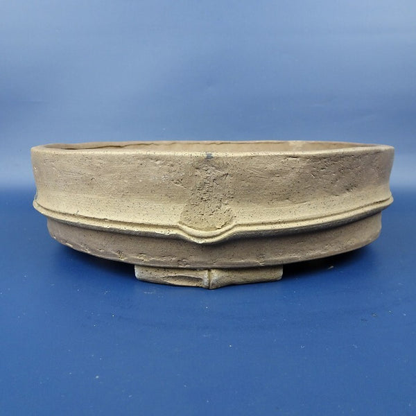 中古盆栽鉢 八重 中型 長辺 約22.5cm 丸鉢 泥鉢  中古鉢 d1198420041