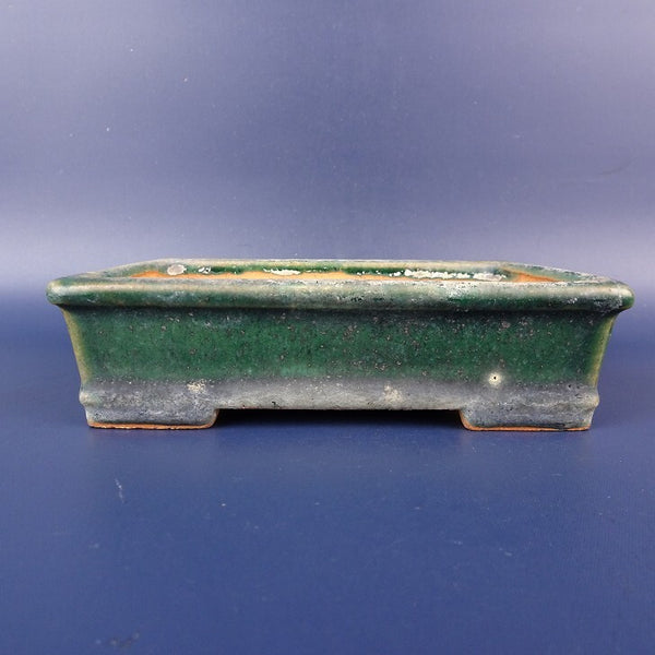 中古盆栽鉢 常滑 一弘造 小型 長辺 約13.2cm 長方鉢 外縁 釉薬  中古鉢 f1198407942