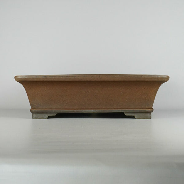 中古 盆栽鉢 常滑 中野 行山 大型 長辺 約41.5cm 長方鉢 下帯 泥物  中古鉢 t1198402793