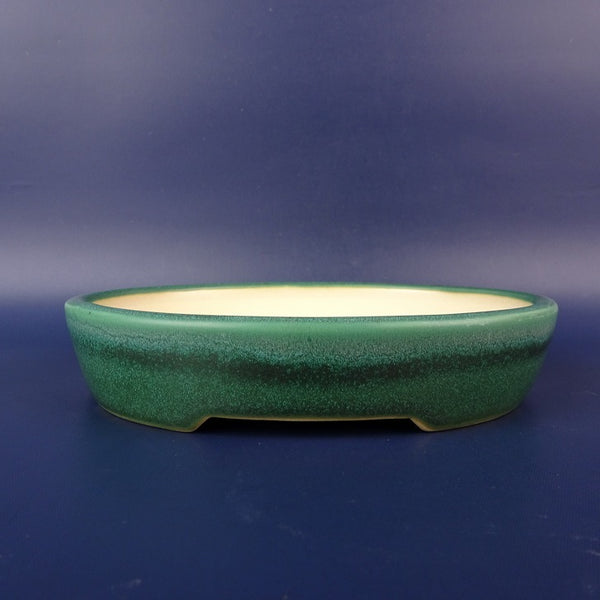 中古盆栽鉢 清風文峰 小型 長辺 約14.6cm 楕円鉢 釉薬 中国鉢  中古鉢 b1198421173