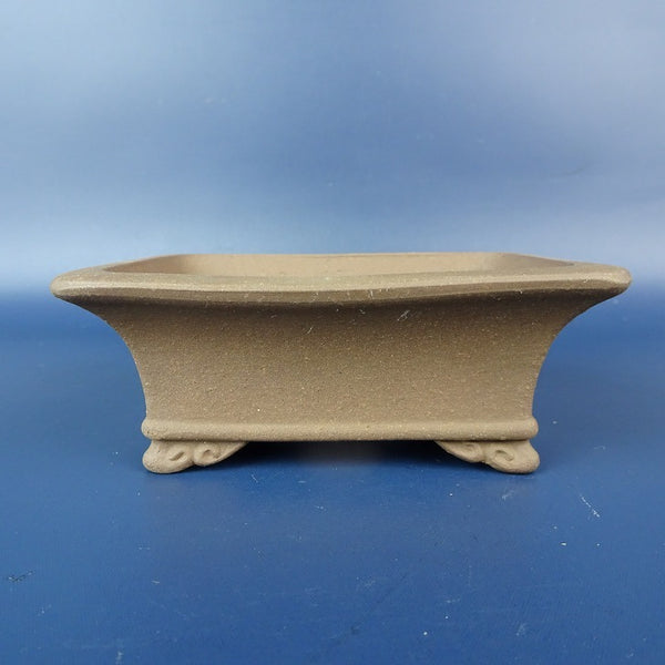 中古盆栽鉢 常滑 銭号 小型 長辺 約10.5cm 長方鉢 外縁 雲足 下帯 泥物  中古鉢 o1198422295